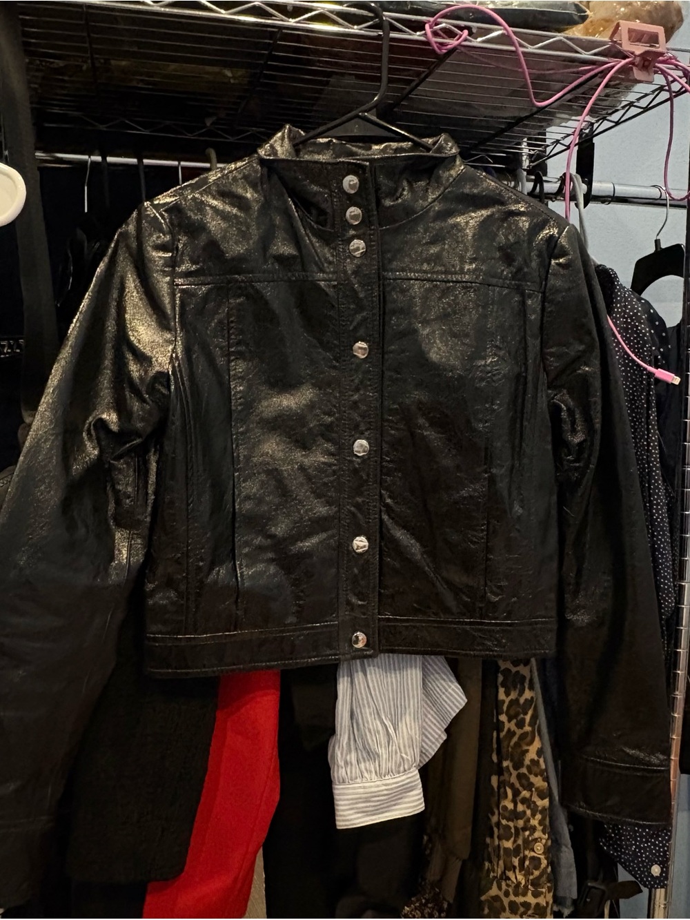 Maje Black Vinyl Leather Jacket 🖤 Size 36